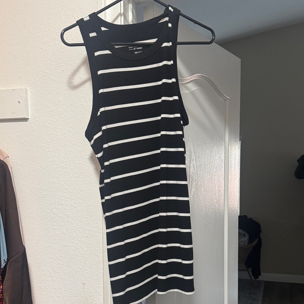 Torrid Black and White Striped Blouse